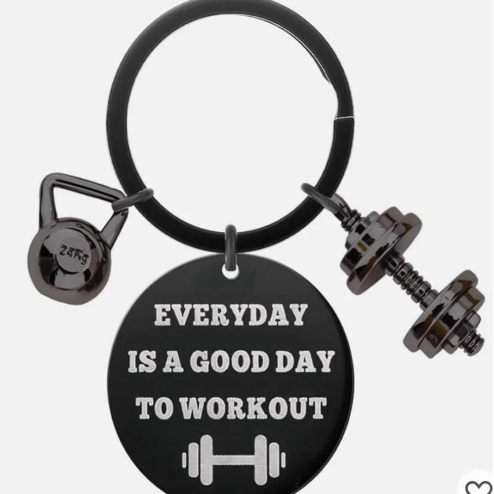 Stylish keychain featuring a kettlebell and dumbbell charm | NWT